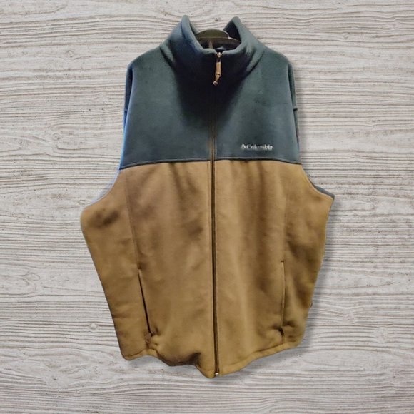 Columbia blue & tan fleece zippered jacket, size XL EUC - Picture 2 of 6